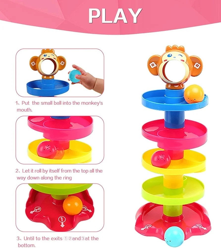 Orbik Ball Spin Tower Toy – Colorful Spiral Track for Toddlers Ages 1+