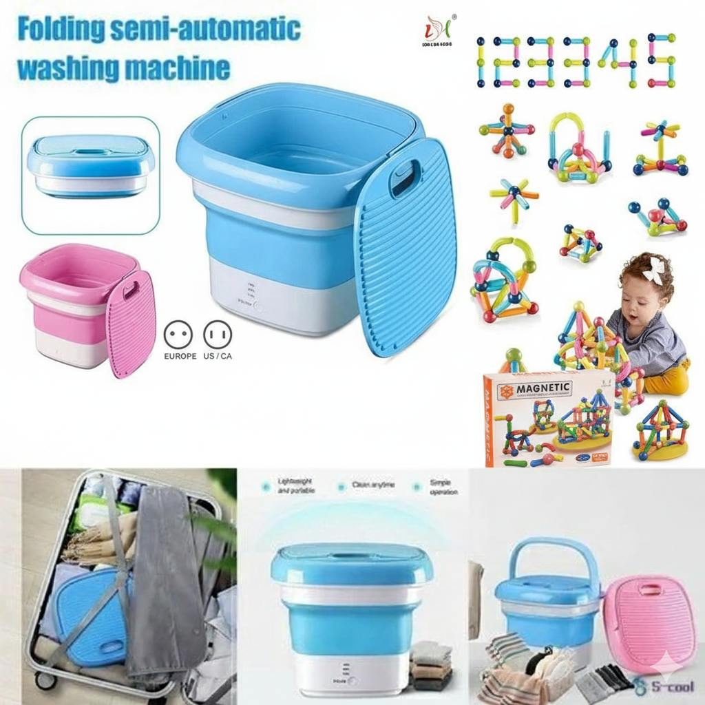 Portable Washing Machine + FREE Magnetic Toy Set – Limited Time Offer 🎁