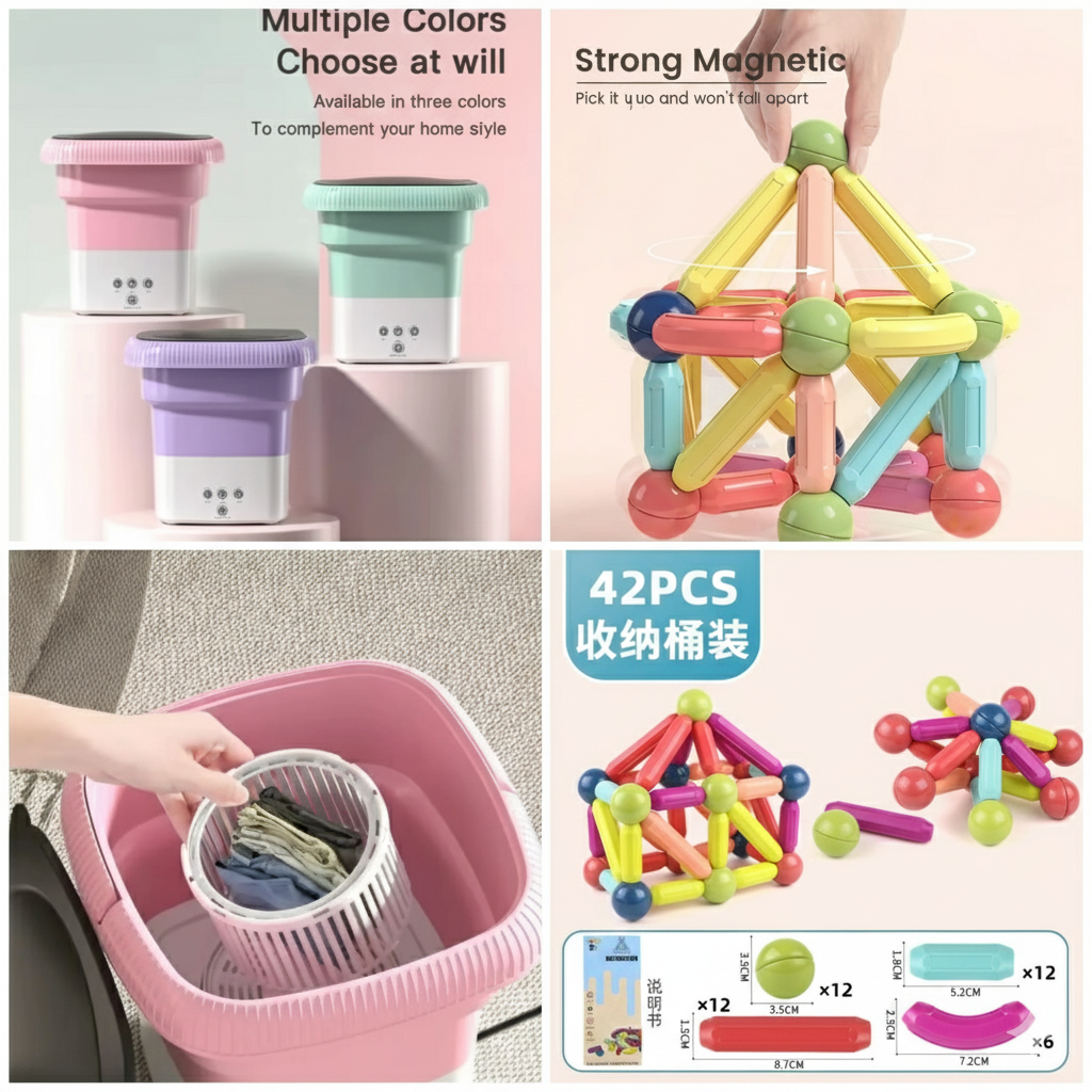 Portable Washing Machine + FREE Magnetic Toy Set – Limited Time Offer 🎁