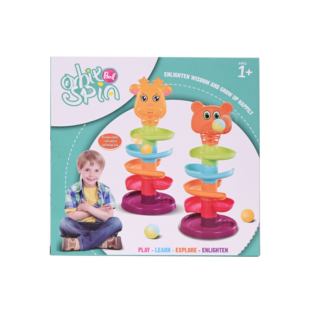Orbik Ball Spin Tower Toy – Colorful Spiral Track for Toddlers Ages 1+